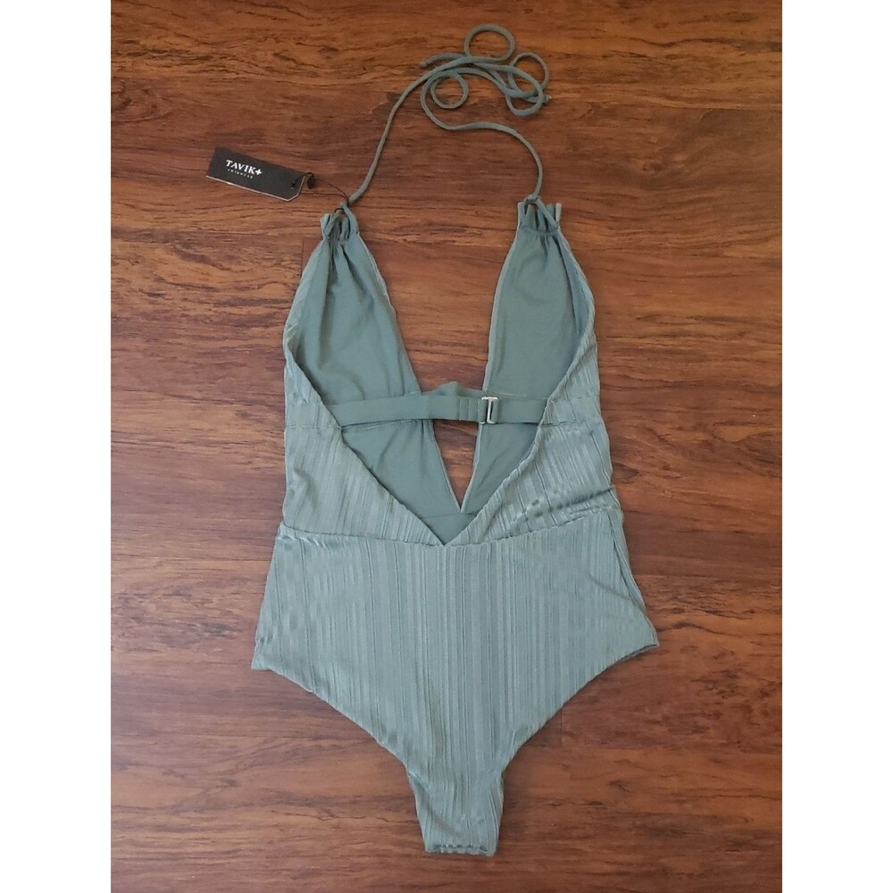 TAVIK Emme Green Slinky Rib One Piece Swimsuit Size S New Boho Trendy Feminine - Picture 6 of 6
